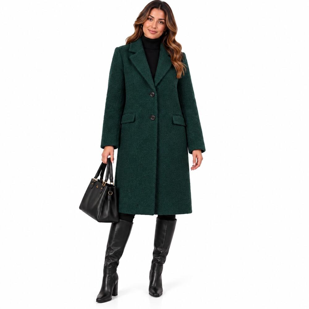 Sam Edelman Womens Wool Blend Coat Plus XXL Green Winter Overcoat Button Front